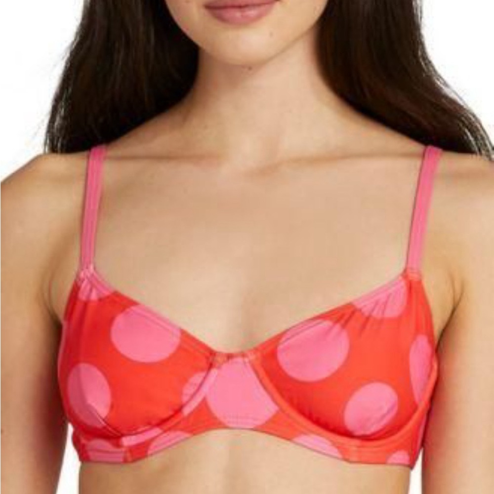 NWT Kate Spade New York Women's Printed Underwired Polka Dots Bikini Top